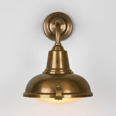 Nantucket Hamptons Gooseneck Outdoor Wall Light Antique Brass
