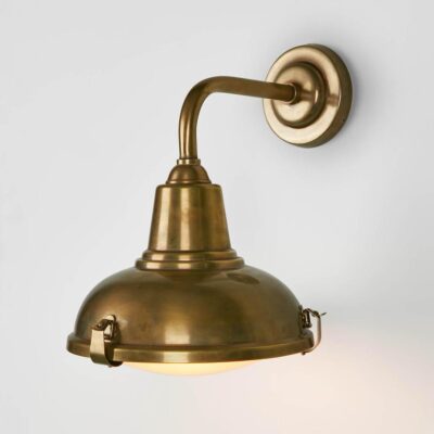 Nantucket Hamptons Gooseneck Outdoor Wall Light Antique Brass