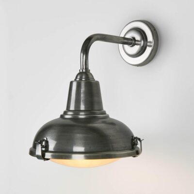 Nantucket Industrial Dome Outdoor Wall Light Antique Silver