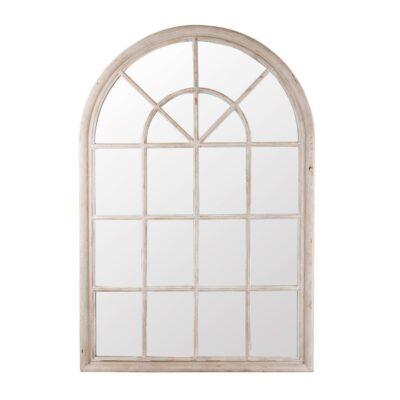 Naversham Hamptons Arched Window Pane Mirror Grey