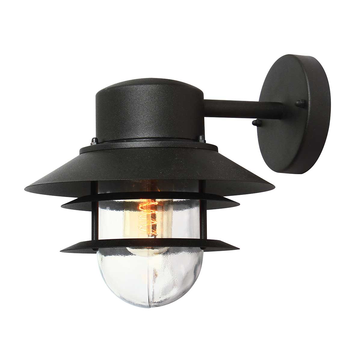 Nordholt Coastal Tiered Black Outdoor Wall Lantern