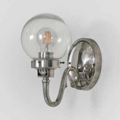 Norfield Art Deco Glass Globe Wall Light Antique Silver