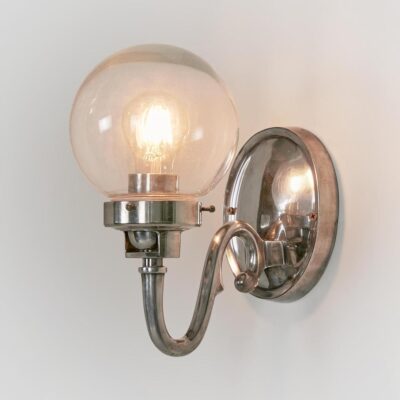 Norfield Art Deco Glass Globe Wall Light Antique Silver