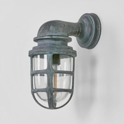 Northcliffe Nautical Caged Wall Light Verdigris Brass