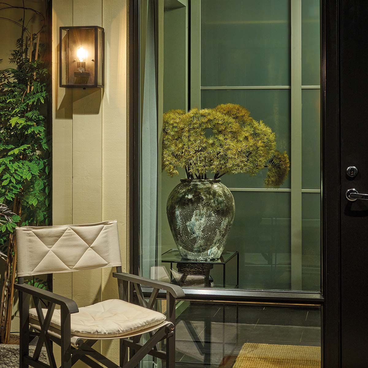 Northgale Hamptons Outdoor Wall Light with Arm Black Northgale Hamptons Outdoor Wall Light with Arm Black — in situ view