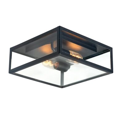 Northgale Square Black Outdoor Ceiling Flush Light