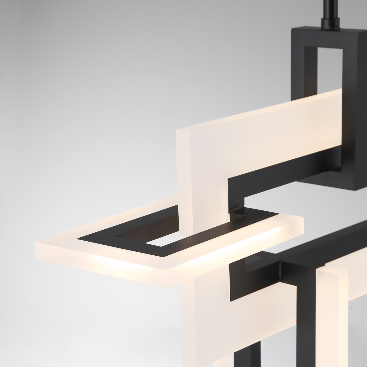 Northglen Contemporary Linear Chandelier Matte Black Northglen Contemporary Linear Chandelier Matte Black — detail view