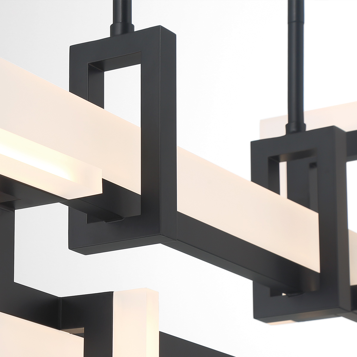 Northglen Contemporary Linear Chandelier Matte Black Northglen Contemporary Linear Chandelier Matte Black — detail view