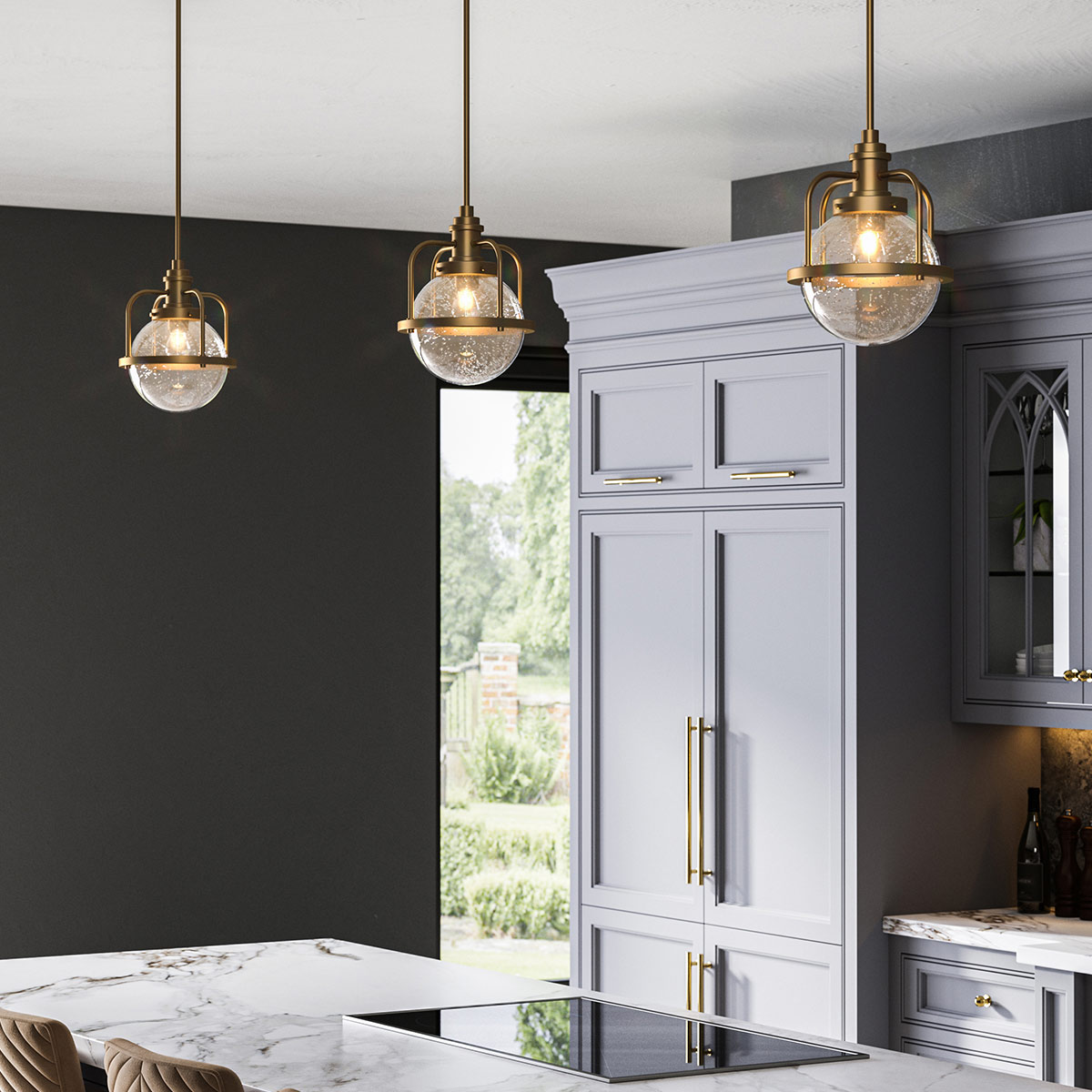 Nortonbury Vintage Pendant Natural Brass — in situ view