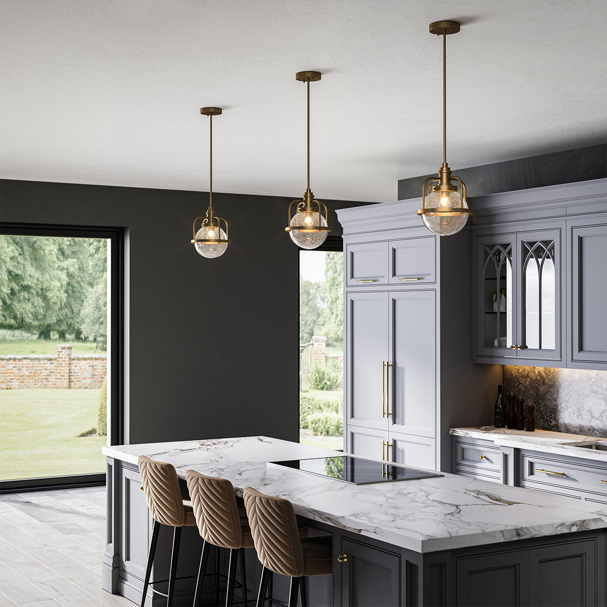 Nortonbury Vintage Pendant Natural Brass — in situ view