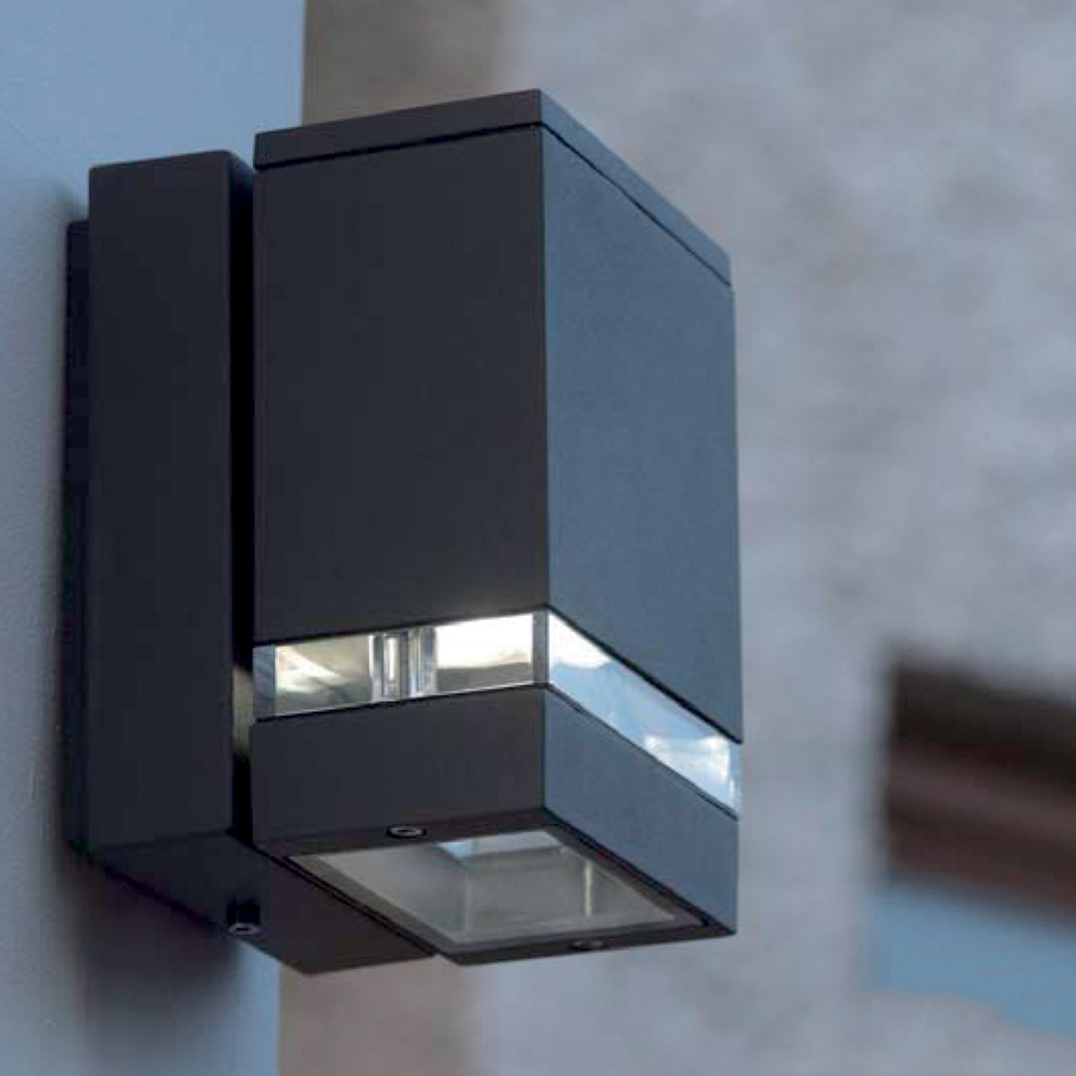 Norvale Modern Cube Outdoor Wall Light Graphite Norvale Modern Cube Outdoor Wall Light Graphite — in situ view