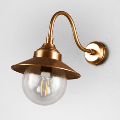 Norwick Hamptons Swan Neck Outdoor Wall Light Antique Brass