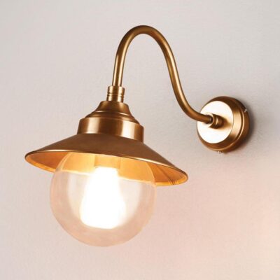 Norwick Hamptons Swan Neck Outdoor Wall Light Antique Brass