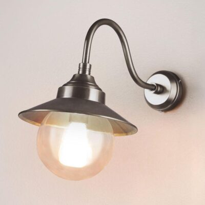Norwick Heritage Swan Neck Outdoor Wall Light Antique Silver