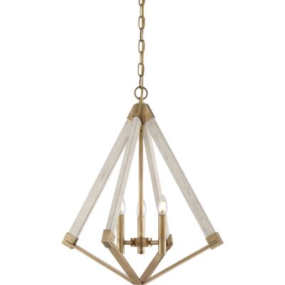 Norwood Abbey Hamptons Chandelier Whitewash Wood and Brass