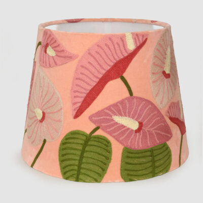 Orchard Hamptons Tapered Lamp Shade Blush Pink Floral Embroidery