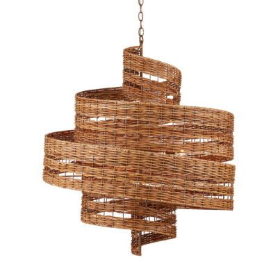 Orchard Vale Hamptons Woven Rattan Spiral Chandelier