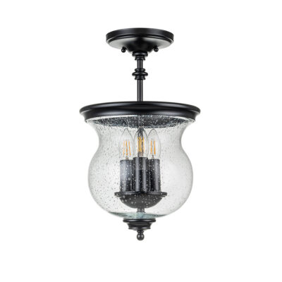Ottermere Lane Country Bell Jar Ceiling Semi-Flush in Black