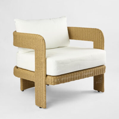 Ottermill Hamptons Woven Wicker Outdoor Armchair Natural