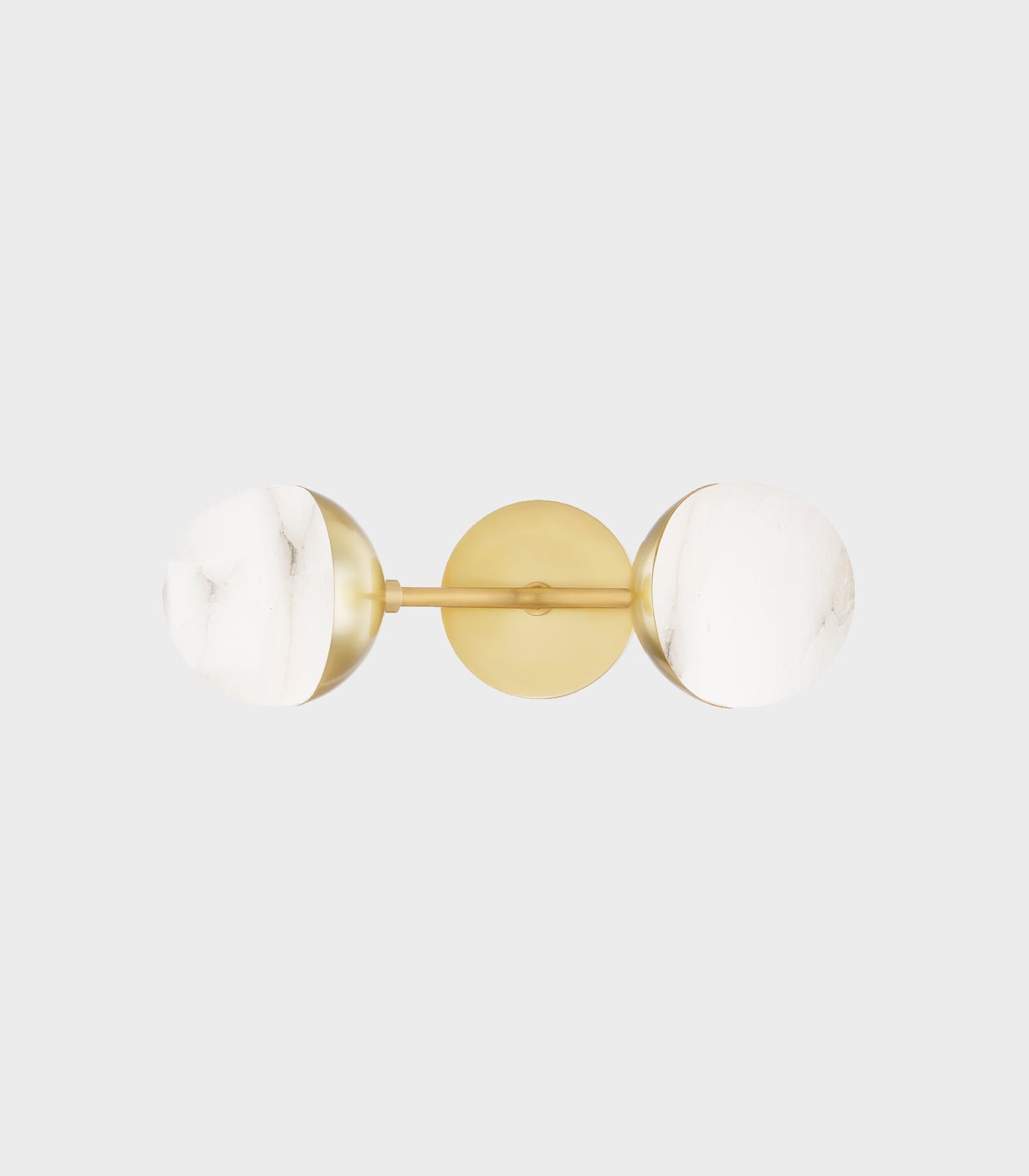Overton Springs Contemporary Double Globe Wall Light Aged Brass and White Overton Springs Contemporary Double Globe Wall Light Aged Brass and White
