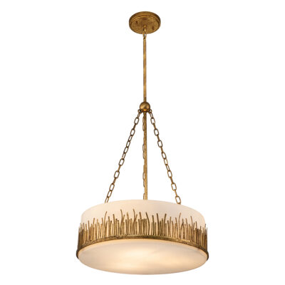 Palm Estuary Artistic Drum Pendant Gold Leaf