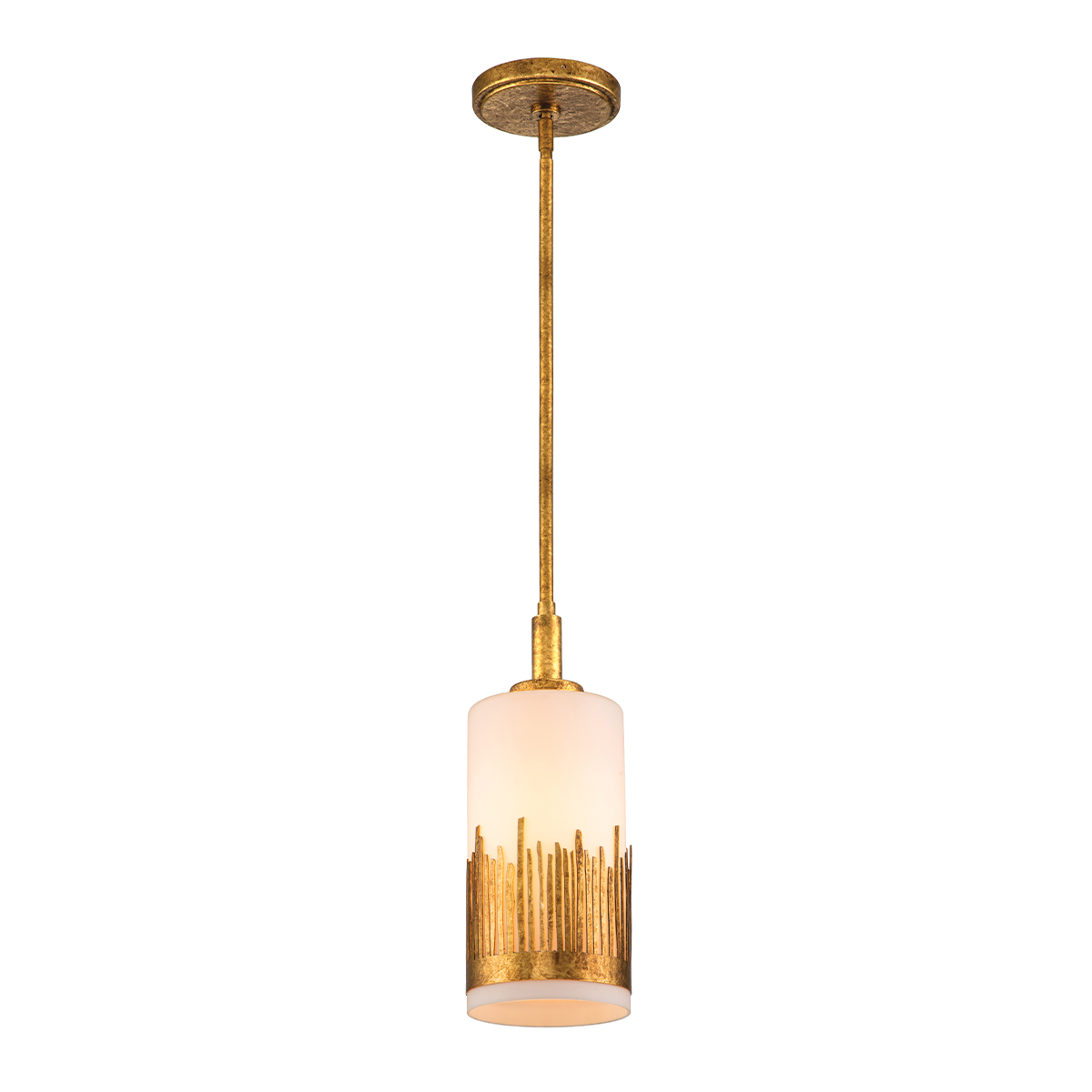 Palm Estuary Artistic Pendant Gold Leaf with Antique Glaze