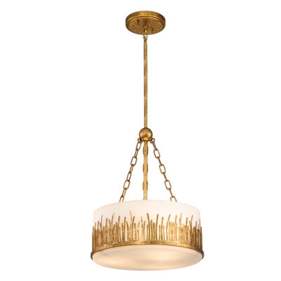 Palm Estuary Artistic Pendant Gold Leaf with Antique Glaze