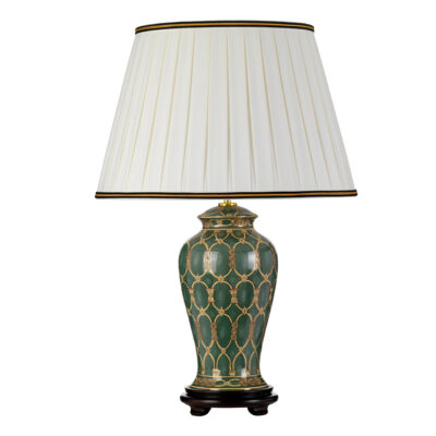 Palmerston Grove Country Table Lamp Green with Gold Trellis