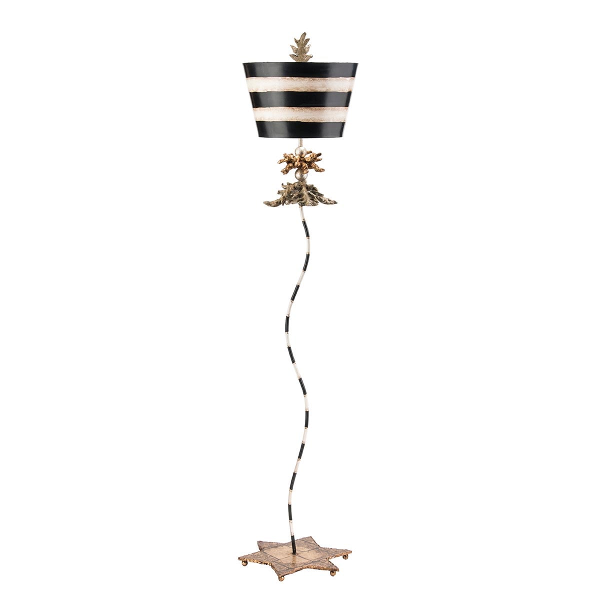 Palmerston Shore French Provincial Floor Lamp in Black, Putty and Gold Leaf
