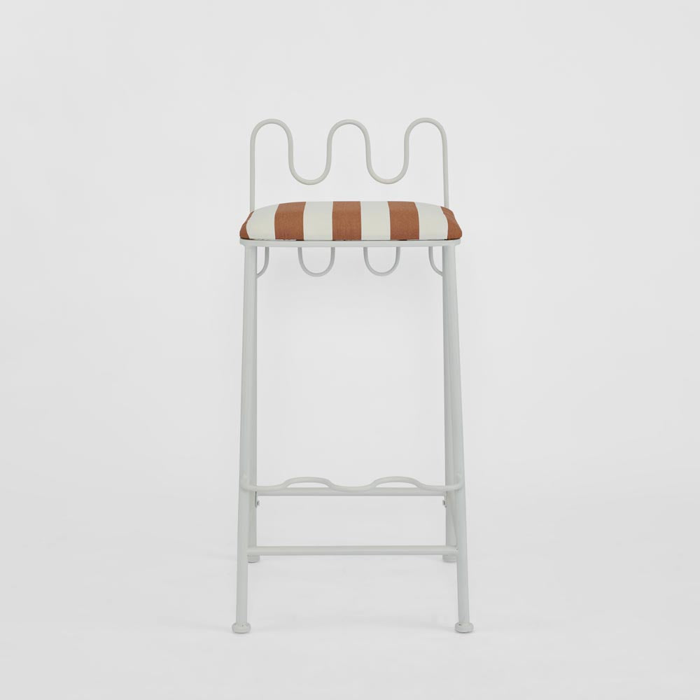 Palmerton Perch Hamptons Scalloped Wire Bar Stool Terracotta Stripe Palmerton Perch Hamptons Scalloped Wire Bar Stool Terracotta Stripe