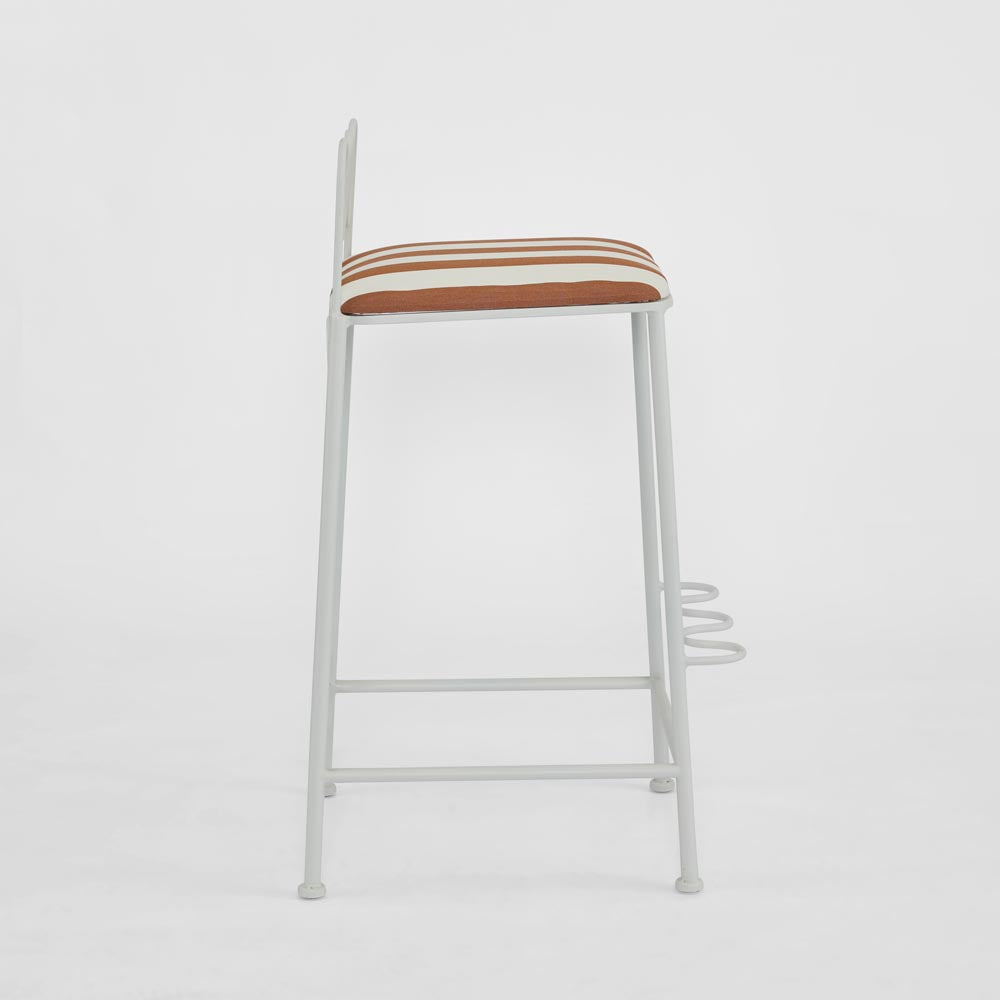 Palmerton Perch Hamptons Scalloped Wire Bar Stool Terracotta Stripe Palmerton Perch Hamptons Scalloped Wire Bar Stool Terracotta Stripe