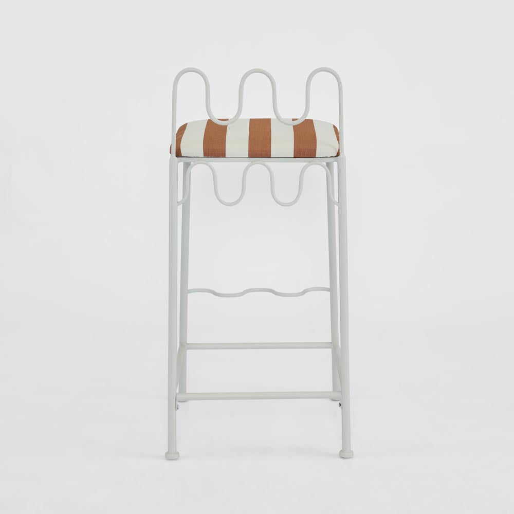 Palmerton Perch Hamptons Scalloped Wire Bar Stool Terracotta Stripe Palmerton Perch Hamptons Scalloped Wire Bar Stool Terracotta Stripe