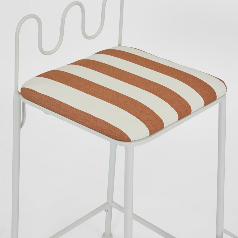 Palmerton Perch Hamptons Scalloped Wire Bar Stool Terracotta Stripe Palmerton Perch Hamptons Scalloped Wire Bar Stool Terracotta Stripe