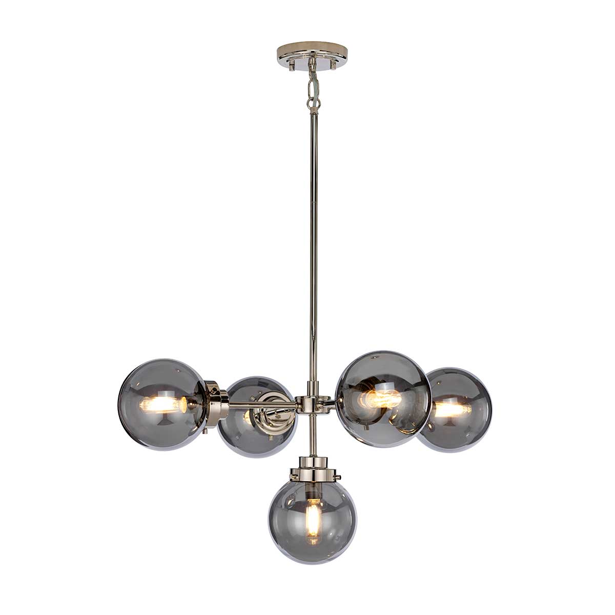 Palmgrove Contemporary 5 Light Chandelier Polished Nickel