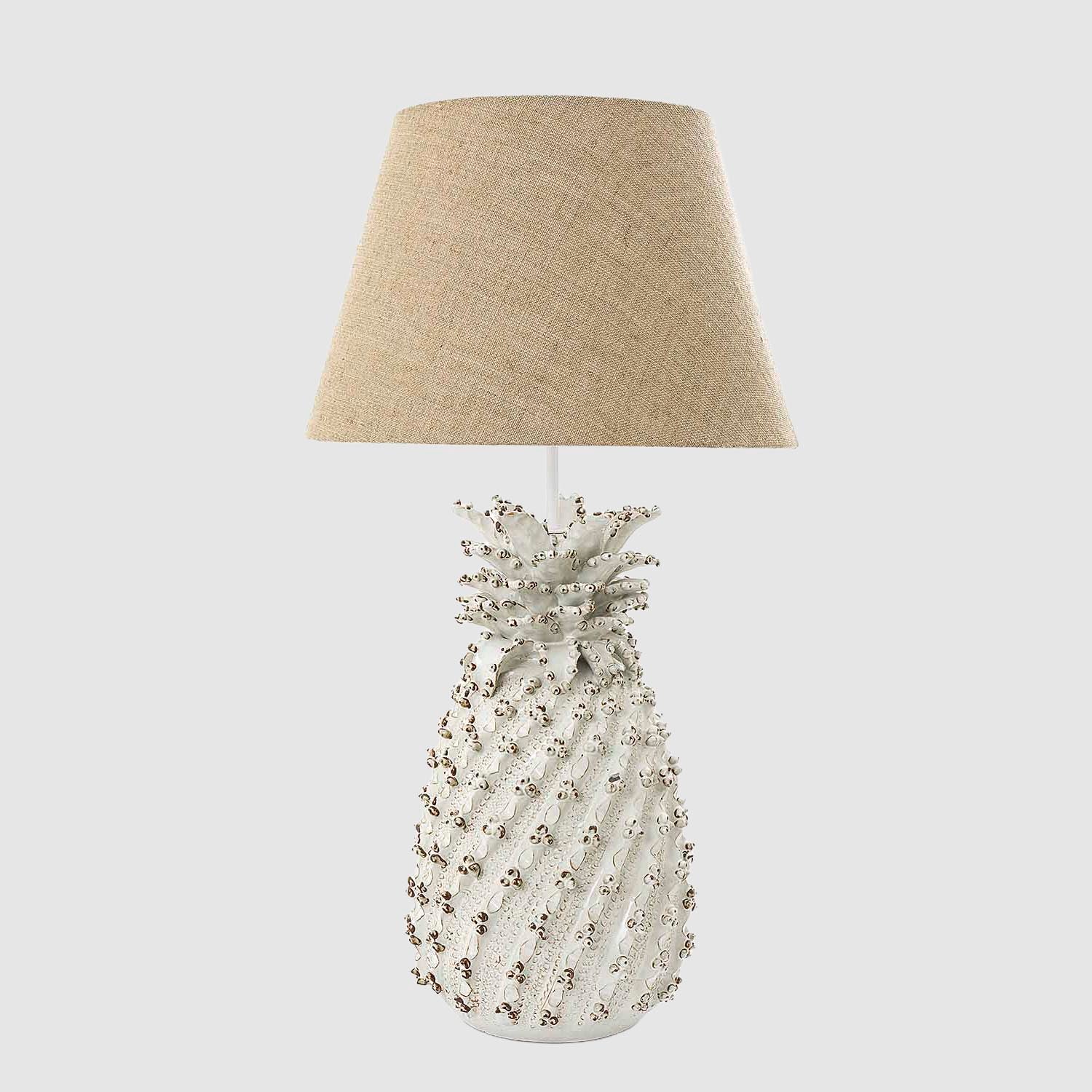 Palmwood Hamptons Pineapple Ceramic Table Lamp Base White