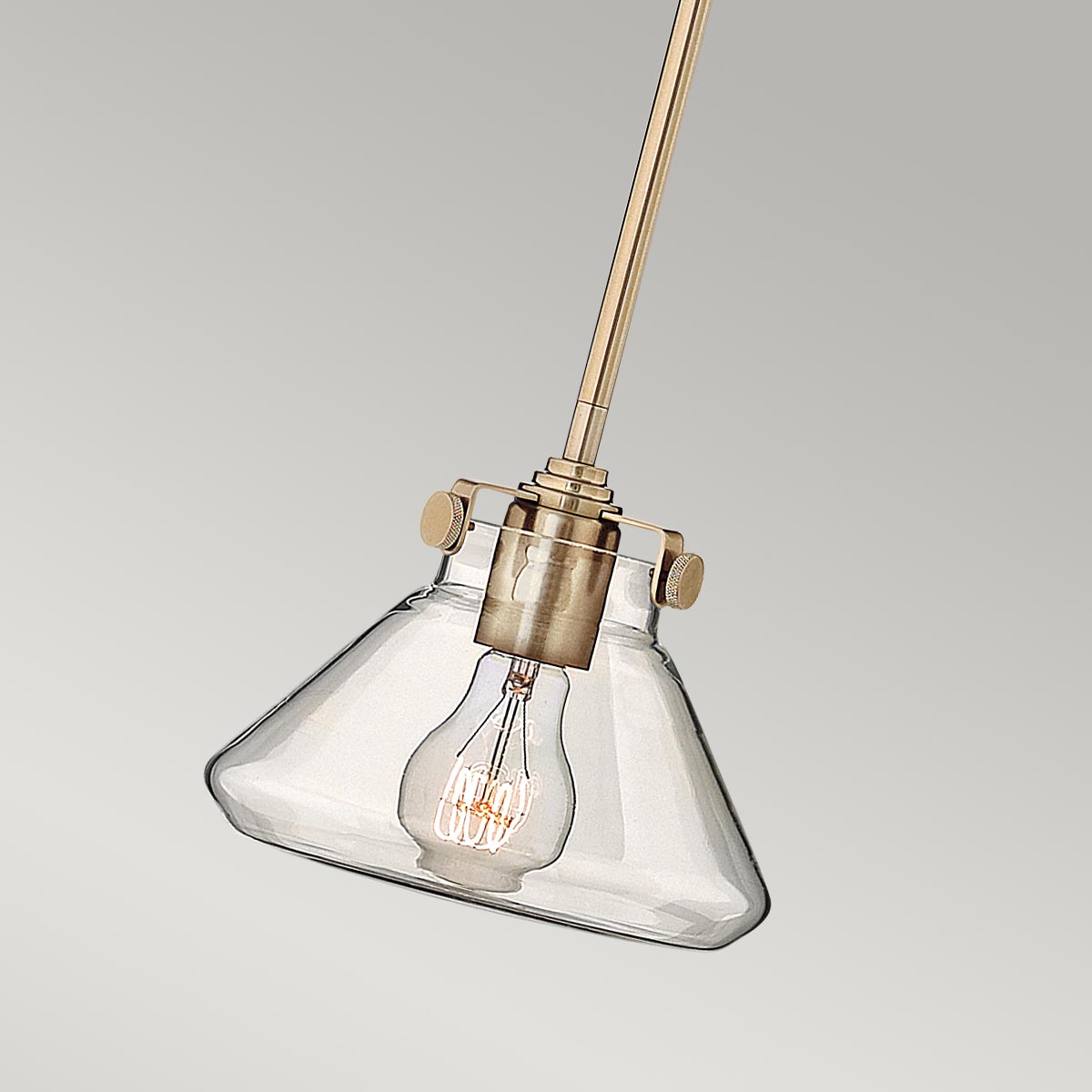 Parliament Row Heritage Cone Glass Pendant in Brushed Caramel Brass Parliament Row Heritage Cone Glass Pendant in Brushed Caramel Brass — detail view