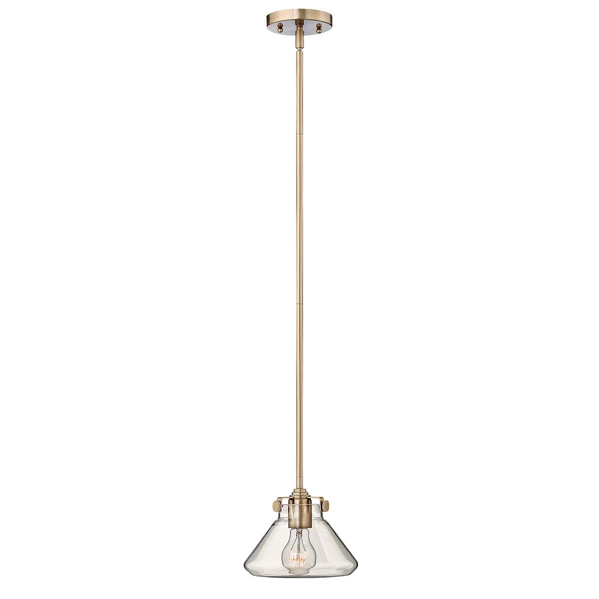 Parliament Row Heritage Cone Glass Pendant in Brushed Caramel Brass