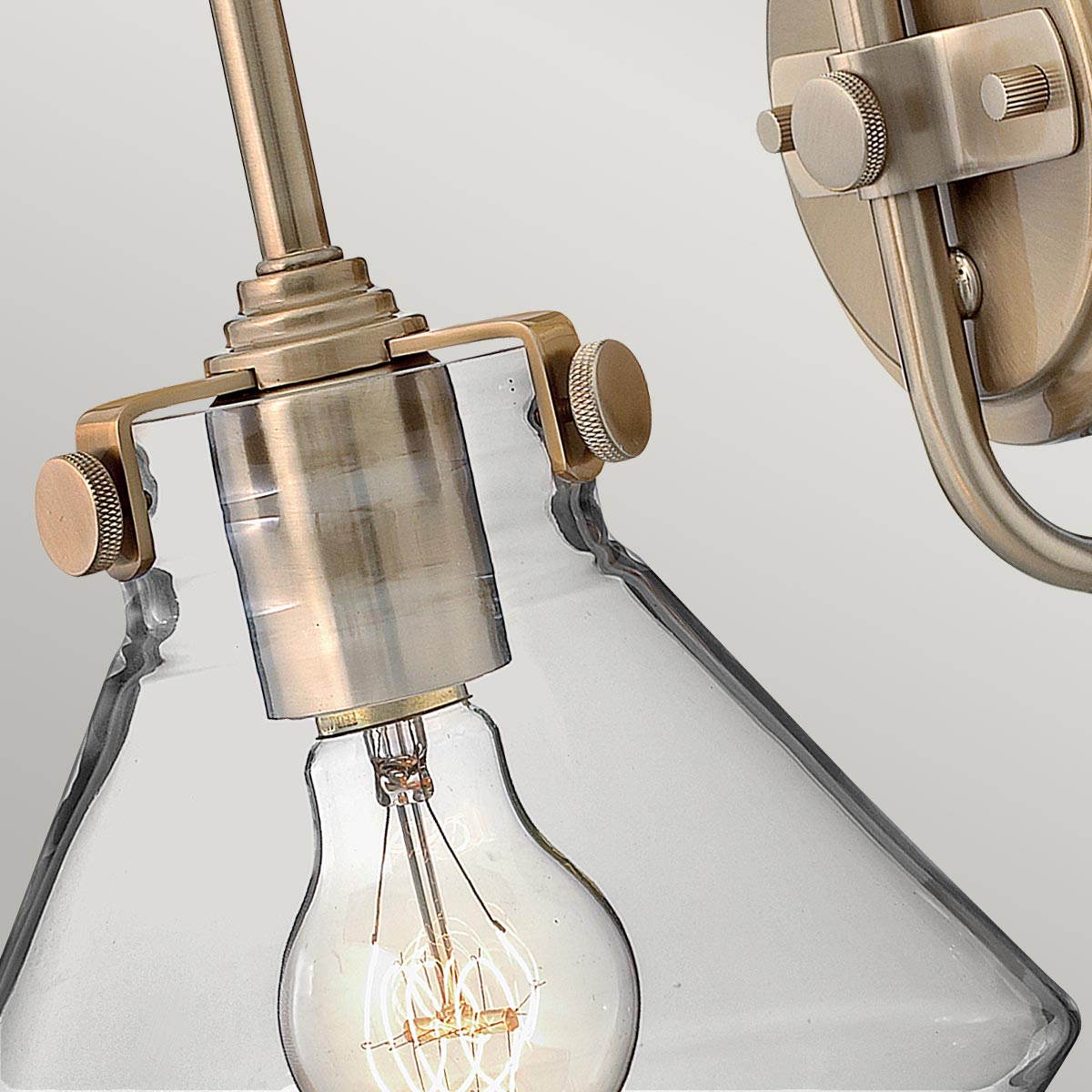 Parliament Row Heritage Cone Glass Wall Light Brushed Brass Parliament Row Heritage Cone Glass Wall Light Brushed Brass — detail view