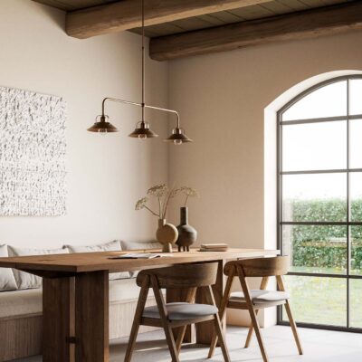 Pavia Industrial 3 Light Bar Pendant Antique Brass