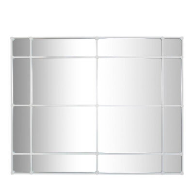 Pellingfield French Provincial 16 Pane Rectangular Mirror White Iron Frame