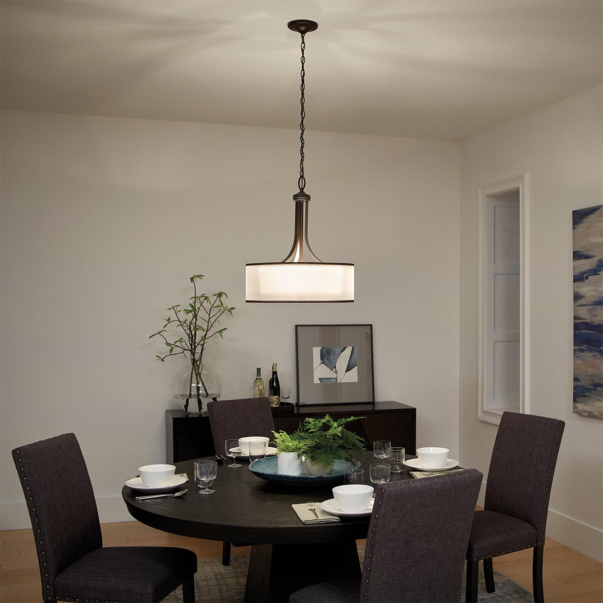Pemberleigh Hamptons Large Drum Pendant Mission Bronze Pemberleigh Hamptons Large Drum Pendant Mission Bronze — in situ view
