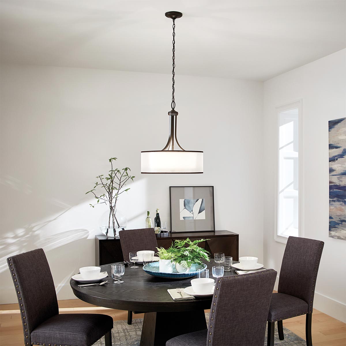 Pemberleigh Hamptons Large Drum Pendant Mission Bronze Pemberleigh Hamptons Large Drum Pendant Mission Bronze — in situ view