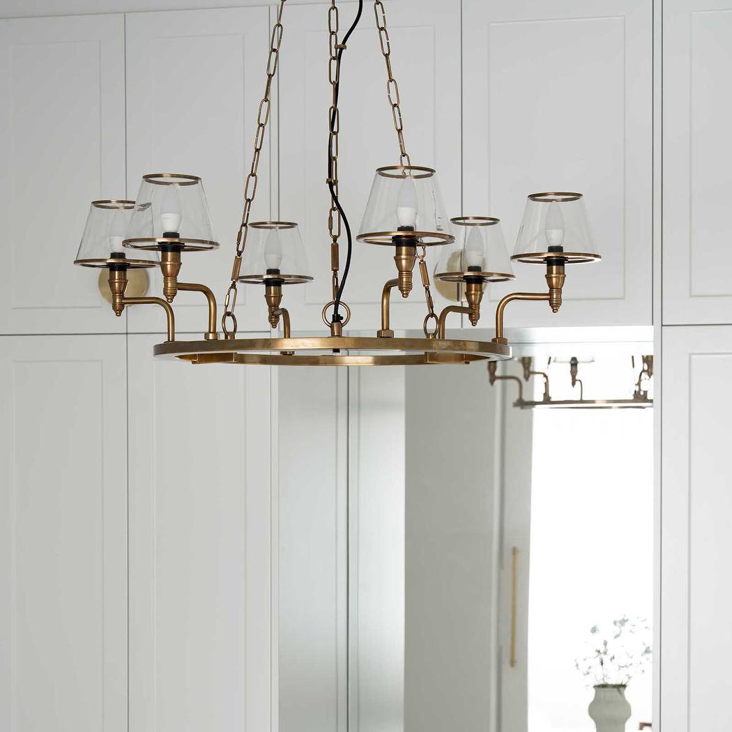 Pendine Hamptons Wagon Wheel Chandelier Antique Brass