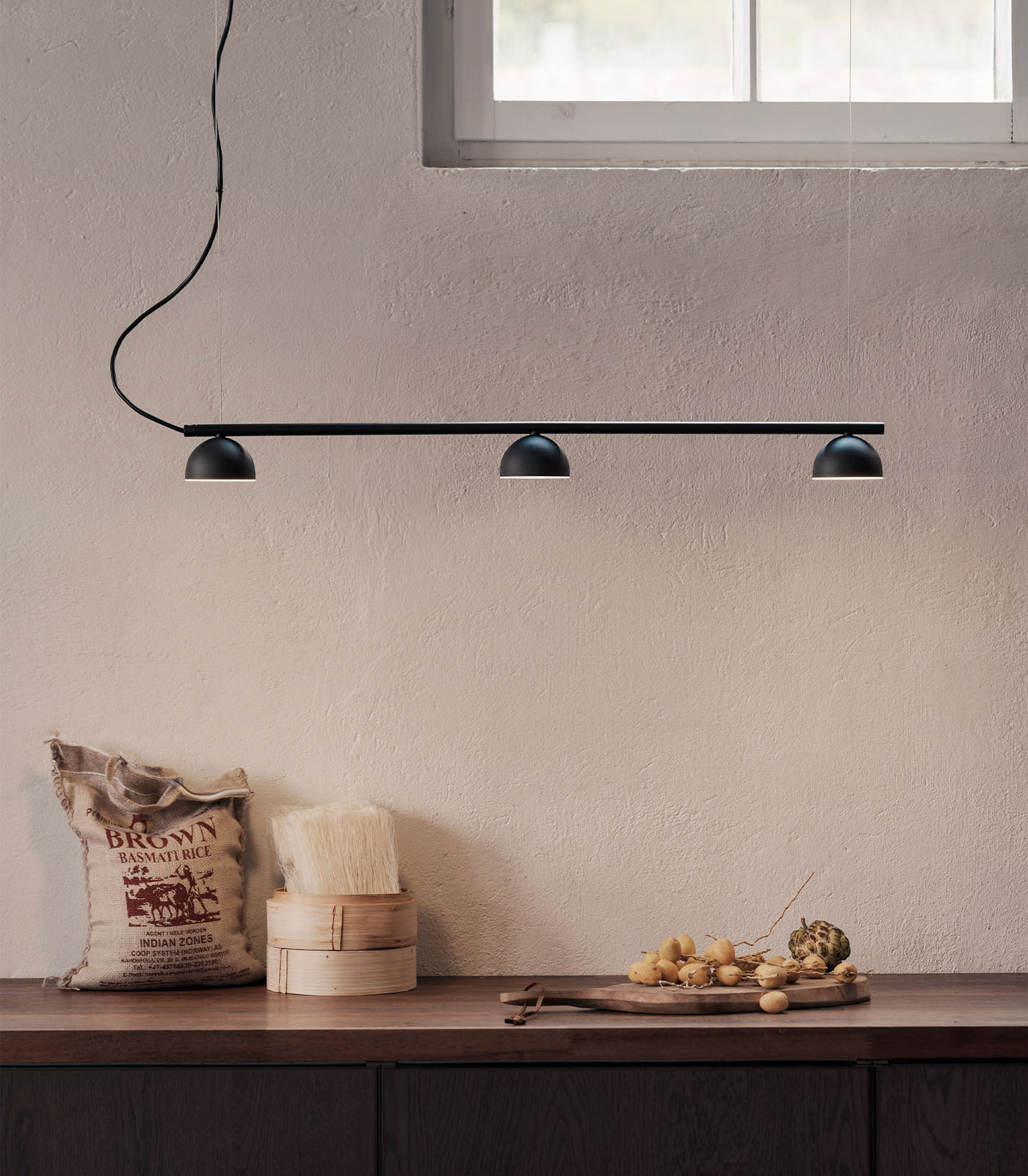 Peony Hill Contemporary 3-Light Bar Pendant Matt Black Peony Hill Contemporary 3-Light Bar Pendant Matt Black