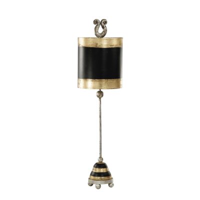 Persimmon Court Black And Gold Table Lamp With Silver Leaf Base