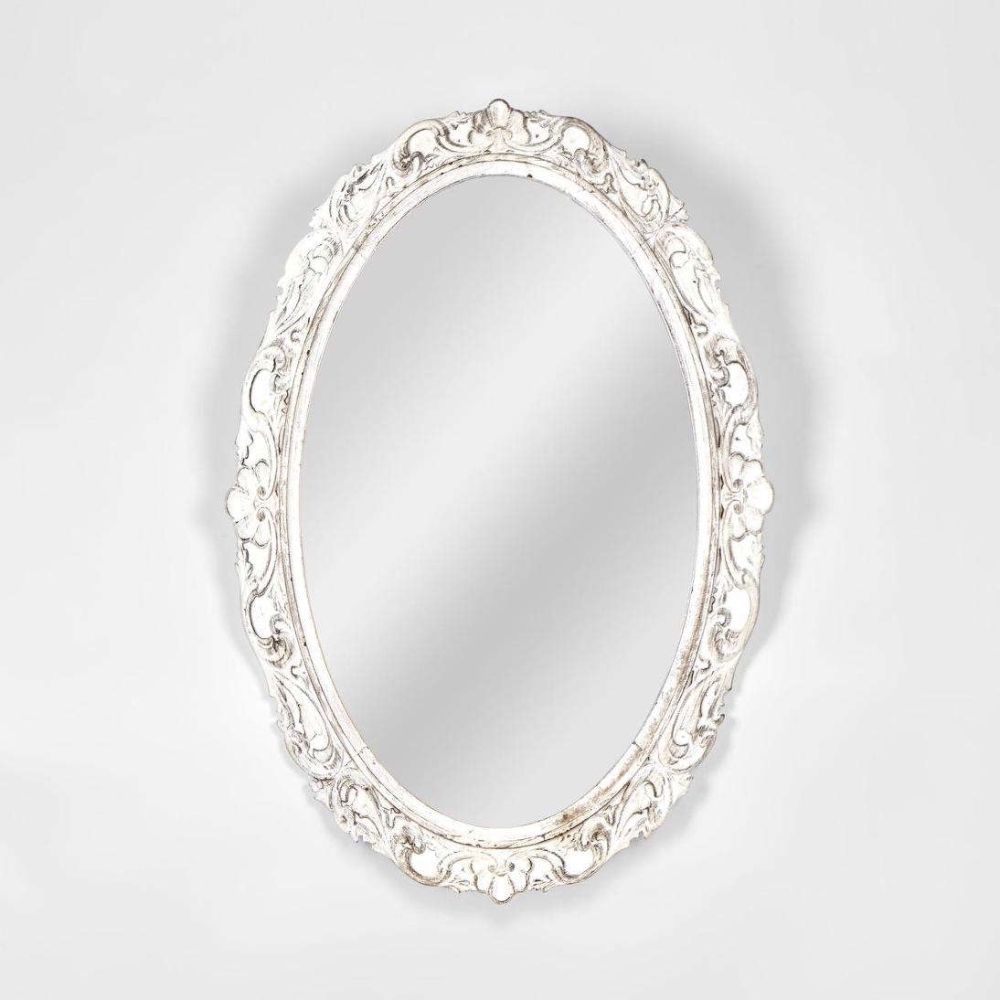 Petalborough French Provincial Oval Floral Frame Mirror White