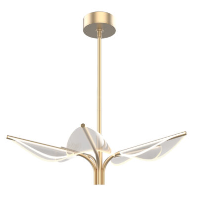 Petalcroft Contemporary 5 Leaf LED Pendant Natural Brass