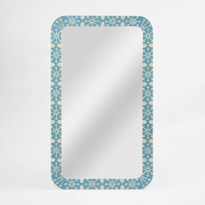 Petworth Bone Inlay Wall Mirror Aqua And White