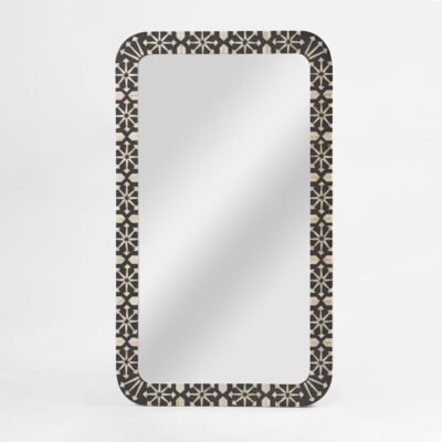Petworth Moroccan Bone Inlay Mirror Black and White