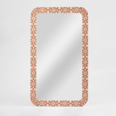 Petworth Moroccan Bone Inlay Mirror Peach and White